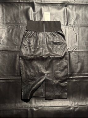 Faith Connexion Black Leather Pencil Skirt with Elastic Waist